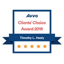 Avvo Clients Choice Award 2018 for Timothy Healy